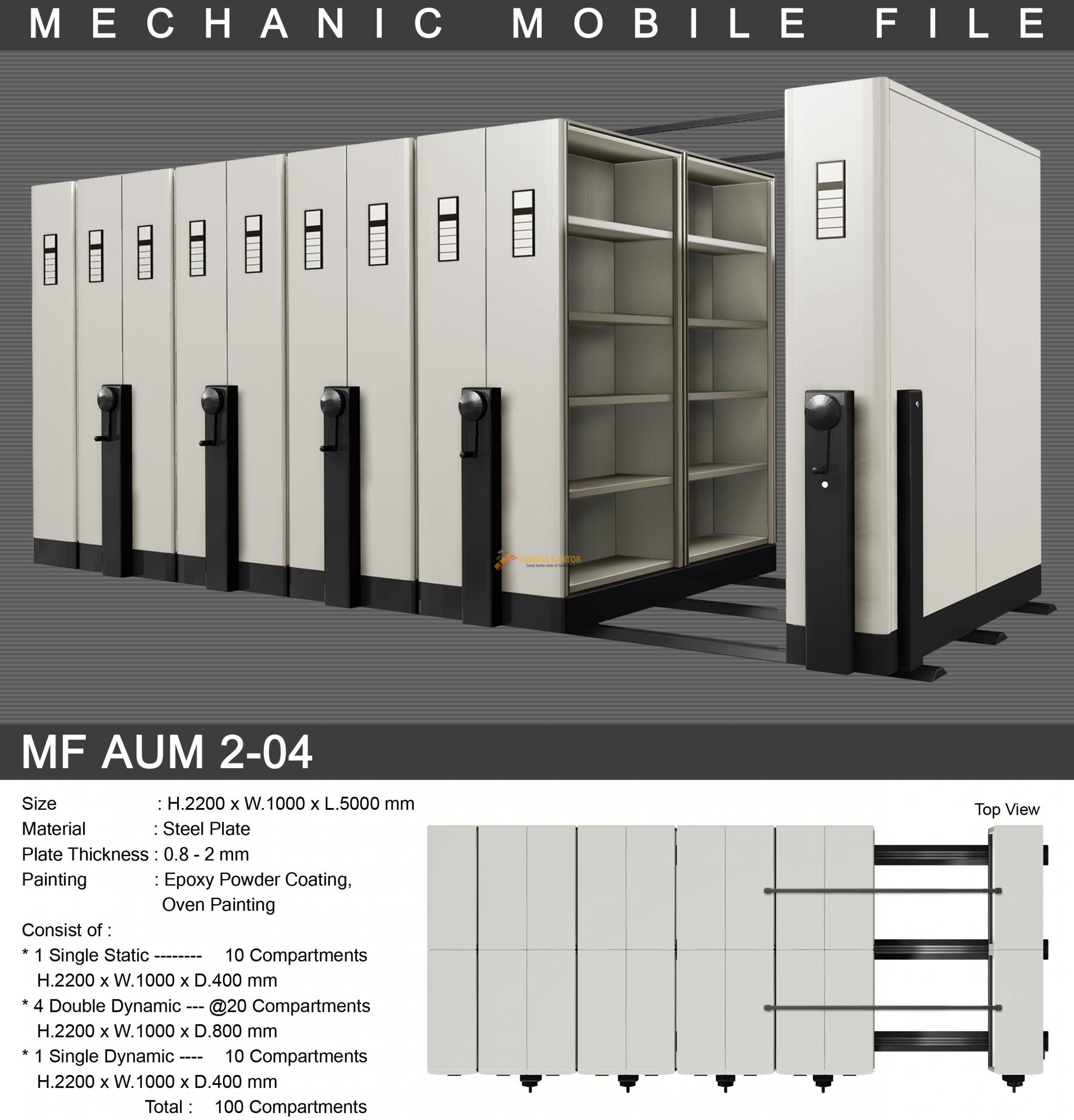Mobile File Alba Mekanik MF AUM 2-04 ( 100 Compartments )